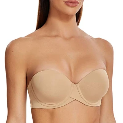 Immagine di MELENECA Donna Push Up Reggiseno Senza Spalline Invisibile con Ferretto Mandorla 8C