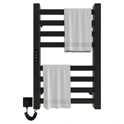 Immagine di Portasciugamani Elettrico 450x700mm Scaldasalviette Radiatore da Bagno intelligente Termosifone Asciugabiancheria, riscaldamento in fibra di carbonio, antracite Black Left