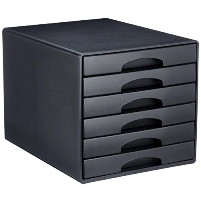 Immagine di Leitz Plus Cassettiera a 6 Cassetti, Organizer per Riporre Documenti, Cataloghi e Riviste in Formato A4, Adatta Casa Ufficio, Nero, 52120095