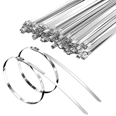 Immagine di Gvolatee 50 pezzi Fascette in Inox 400mm,Fermacavo Metalliche Autobloccanti Temperatura Resistenza Corrosione,Stringicavo Fermacavi per Fasci Cavi,Manutenzione del Giardino e Tende Sole