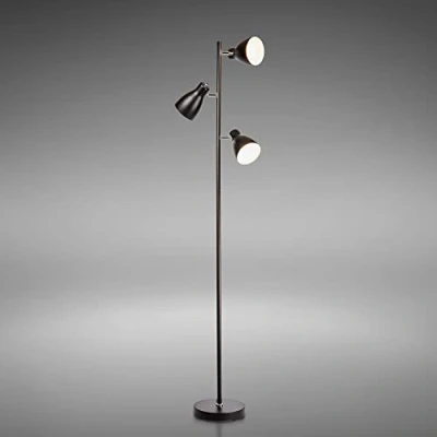 Immagine di B.K.Licht Lampada da terra salotto retro, Lampade a Stelo, altezza 166cm, Piantana terra, interruttore pedale, Camera letto, adatta per lampadine E27, bianco e nero