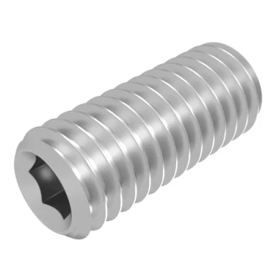 Immagine di Grano SECCARO con punta conica M5 x 12 mm, acciaio inox V2A VA A2, DIN 913 / ISO 4026, esagono incassato, 20 pezzi