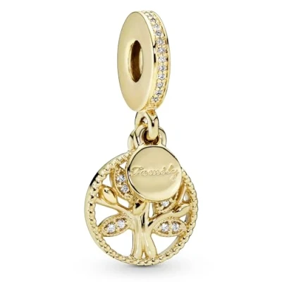 Immagine di PANDORA Icons Pendente con albero genealogico placcato in oro 14 k zirconi cubici trasparenti