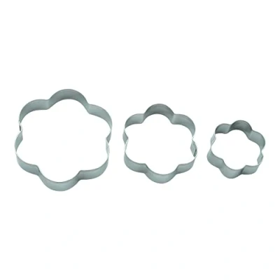 Immagine di BekkiB Set di 3 tagliapasta &quot;Fiore&quot; misure Stampini lavabili in lavastoviglie acciaio inox Per cuocere biscotti e occhi Linzer 880683