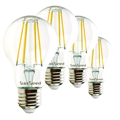 Immagine di SUNSEED 4x Lampadina E27 Filamento LED 7W Goccia A60 806 Lumen Luce Naturale 4000K