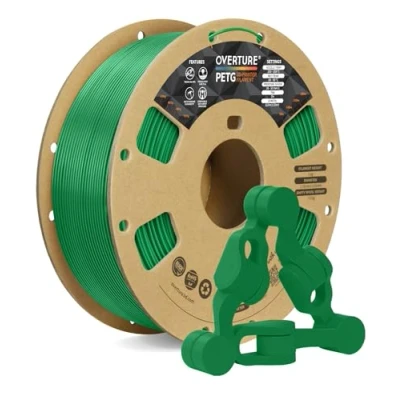 Immagine di OVERTURE Filamento PETG Green 1.75mm, 1kg Bobina(2.2lbs), Neatly Wound Durevole Filament per Stampante 3D, Precisione Dimensionale +/ 0.02 mm, 3D Printer (Verde)