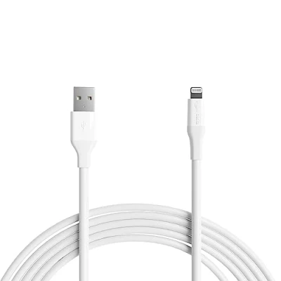 Immagine di Amazon Basics Cavo di ricarica da USB a Lightning ABS, caricabatterie certificato MFi per Apple iPhone 14 13 12 11 X Xs Pro, Pro Max, Plus, iPad, 3 m, Bianco