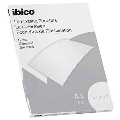 Immagine di Ibico Basics Pouch per la Plastificazione a caldo, Formato A4, Spessore Leggero, Elevata protezione dei documenti e Durabilità, Confezione da 100, Finitura Lucida, Trasparente, 627308