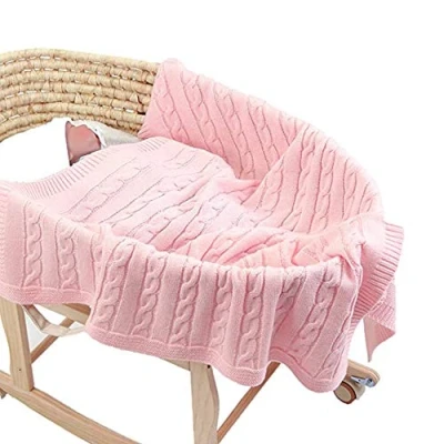 Immagine di Odot Coperta Bimbo in Maglia per Bambino, Soffice Dormire di Unisex Neonato attività all&#039;aperto Morbida Swaddle Perfetta Culla, Carrozzina, Lettino (Rosa,100 x 80 cm)