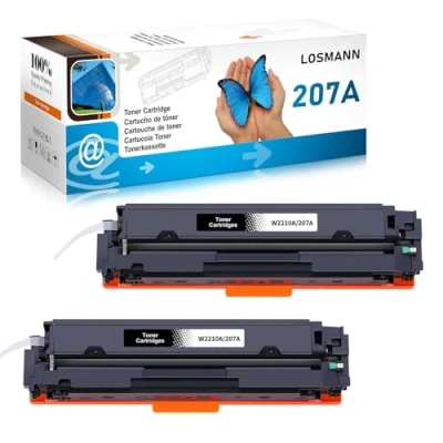 Immagine di LOSMANN 207A W2210A con chip toner compatibile HP 207X W2210X di ricambio per Color Laserjet Pro MFP M283fdw M255dw M282nw M283fdn M255nw (confezione da 2, nero)