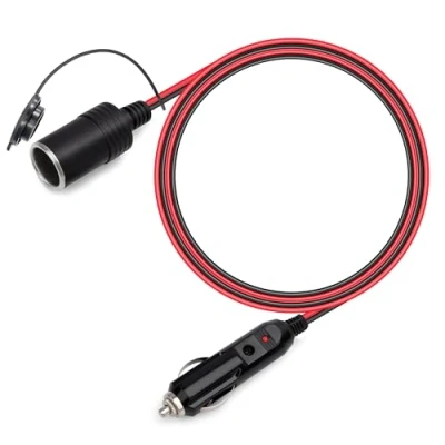 Immagine di GUNGY 1M Prolunga Accendisigari 12V/24V Presa 16AWG Cavo di Auto Impermeabile con Fusibile 15A per Camper Caravan Frigo Compressore