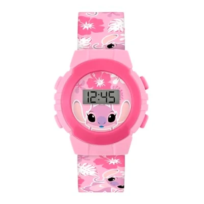 Immagine di Lilo and Stitch Orologio digitale al quarzo con cinturino in silicone tropicale, motivo: angelo, colore: rosa, LAS4141ARG, Disney