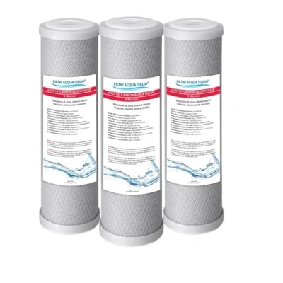 Immagine di Cartuccia Carbon Block 5 Micron 10 Pollici CTO Filtro a carbone attivo per osmosi inversa Set 3 Pz. Filtri Acqua Italia®
