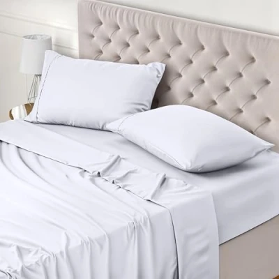 Immagine di Utopia Bedding Set Lenzuola Una Piazza e Mezza 4 Pezzi 135x190 cm Letto, Spazzolata Poliestre di Microfibra Lenzuolo con Angoli, Piatto 2 Federa 50x75, Bianco