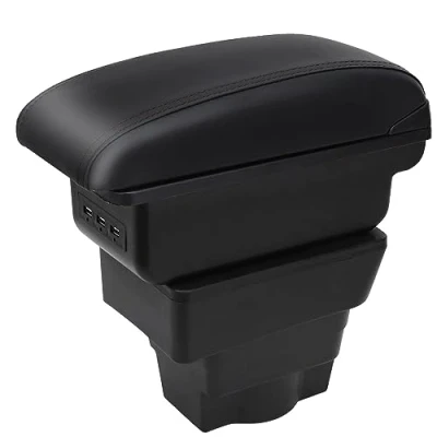 Immagine di Auto Braccioli per Astra J Doppio Strato Scatola Portaoggetti Console Centrale Interna with 3 USB Charging Port Cuciture nere