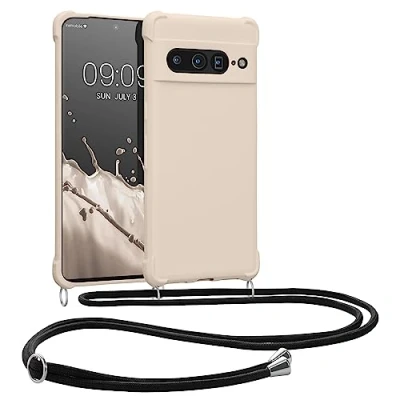 Immagine di kwmobile Custodia Compatibile con Google Pixel 7 Pro Cover Back Case in Silicone TPU Protezione Smartphone Cordino crema