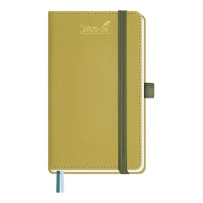 Immagine di BEZEND Agenda Settimanale 2025 2026 Tascabile A6 15,5 x 9 cm, 18 Mesi Diario Scuola Piccola con Doppio Orario da Lug.25 a Dic.26, Copertina Rigida in Pelle PU Mostaza