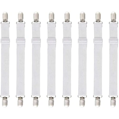 Immagine di LAKIND 8PCS Bretelle Elasticizzate Regolabili per Angoli Lenzuola, coprimaterassi, Letto o Divano (Clip Foglio Bianco 8 Pezzi)
