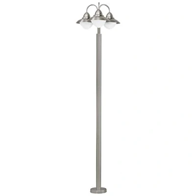 Immagine di Eglo lampada da terra per esterni Sidney, esterno a tre punti luce, in acciaio inossidabile, bianco, opalino opaco, argento, E27, IP44