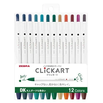 Immagine di Zebra Clickart Penna a base d&#039;acqua Calm Dark, set da 12 colori, Wyss22 12Cdk