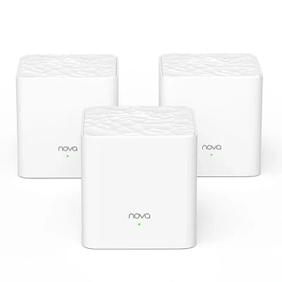 Immagine di Tenda WiFi Mesh Nova MW3, Dual Band AC1200, 2 Porte Fast Ethernet, Modalità Router e Access Point, Auto Organizza la Rete, 3 Pezzi con Copertura Fino a 4 6 camere da letto