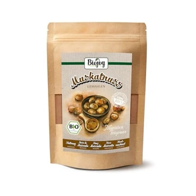 Immagine di Biojoy Noce Moscata in Polvere BIO (100 g), macinata, Spezia cruda e naturale (Myristica fragrans)