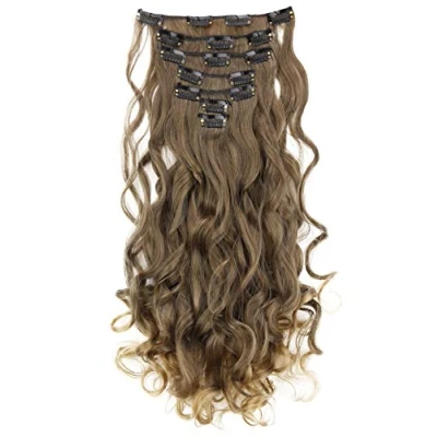 Immagine di CAISHA XXL 45cm 8 Pezzi SET Clip In Extensions Per I Capelli Posticcio Voluminoso Ondulato Biondo Castano CES19 1