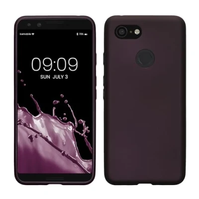 Immagine di kwmobile Custodia Compatibile con Google Pixel 3 Cover Back Case Morbida Protezione in Silicone TPU Effetto metallizzato bordeaux
