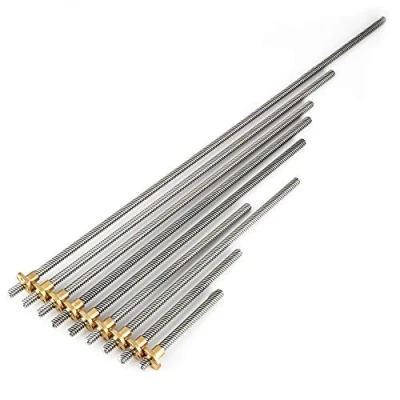 Immagine di Asta per Vite T8, di Comando Filettata Trapezoidale in Acciaio Inossidabile da 8 Mm e Dado Ottone Stampante 3D(400mm)