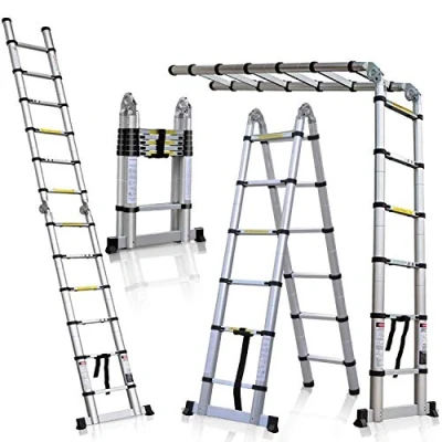 Immagine di 5M scala telescopica pieghevole 2 in 1 Ladder certificata EN131, carico massimo 150 kg (2,5 m + 2,5 m)