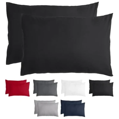 Immagine di Komfortec Set di 2 federe 40 x 60 cm, in microfibra spazzolata, con chiusura lampo, traspiranti e morbide, colore nero