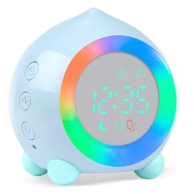 Immagine di Ayybboo Sveglia Digitale Bambina, Sveglie per Bambini Ragazze Ragazzi con Luci Colorate Senza Ticchettio da Comodino Lampada Notturna Silenziosa (Blu)