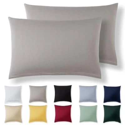 Immagine di Alreya Set di 2 Federe in 100% jersey cotone con chiusura lampo 30 x 50 cm Grigio Chiaro Federa Cuscino, Copricuscino Divano, super morbida 30x50