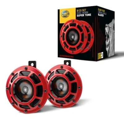 Immagine di HELLA Clacson PERFORMANCE HORN B133 SET 12V 118dB(A) Gamma frequenze: 300/500Hz Tono basso/Tono alto elettrico ECE Colore alloggiamento/sede: rosso/nero 3AG 003 399 801