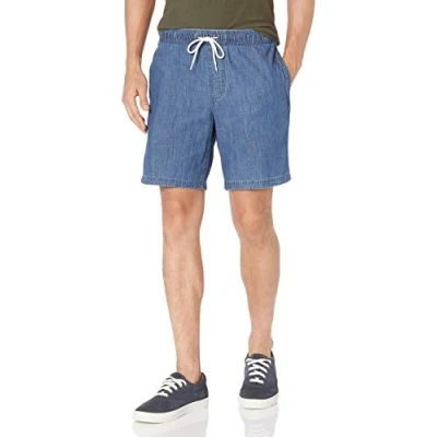 Immagine di Amazon Essentials Bermuda con Coulisse e Cucitura Interna da 20 cm vestibilità Comoda (Disponibili in Taglie Forti) Uomo, delavé Medio Chambray, XXL