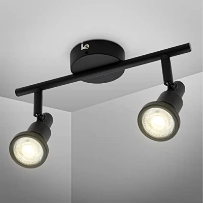 Immagine di B.K.Licht Plafoniera LED per bagno, faretti orientabili, incl. 2 lampadine GU10 2x4,8W 2x400lm, Lampada da soffitto IP44