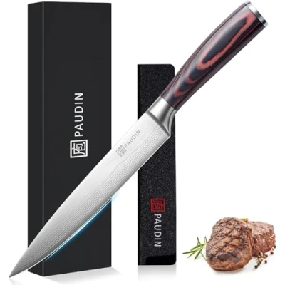 Immagine di PAUDIN Coltello da Carne 20cm, Coltelli Chef e Professionisti, Posate Cucina in Acciaio Inossidabile Tedesco, Lama Molto Affilata Lunga Stretta con Impugnatura Ergonomica