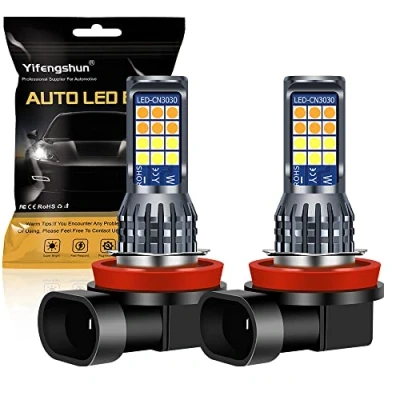 Immagine di Yifengshun 2X bombillas H8/H11 Bianco&amp;giallo 12V con 24SMD 3030 Chips H8 led antiniebla de coche para Luces delanteras circulación diurna DRL