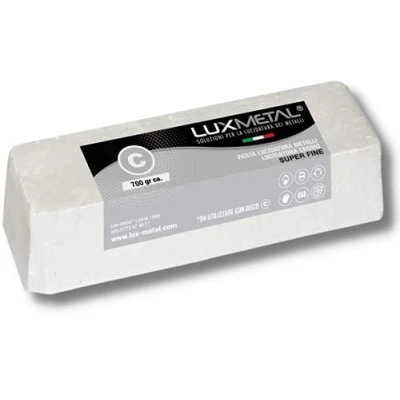 Immagine di Lux Metal Pasta Abrasiva Lucidante Bianca S. Fine 700 gr Lucidatura Acciaio Inox Cera Per Lucidare Metalli Alluminio Ferro Lucida Cromature Legno Plexiglass Solida Marmo Ottone Rame Plastica Argento