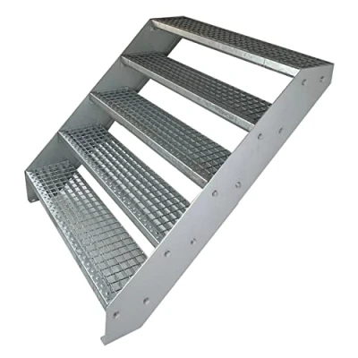 Immagine di Scale con griglia in acciaio Premium 5 Gradini Completamente zincata Dimensioni (L x L H) 101cm 80cm 95cm Resistente alle intemperie e alla corrosione