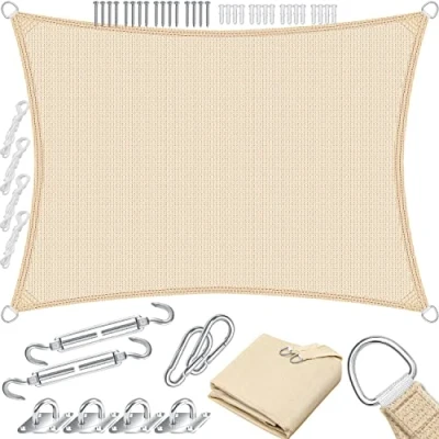 Immagine di KESSER® Tenda a vela, parasole, paravento Tessuto HDPE idrorepellente e antivento, robusto stabile per ombreggiare il giardino, balcone o terrazzo, Crema, 4x6m