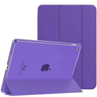 Immagine di MoKo Cover per Nuovo iPad 9 2021 / 8 2020 7 2019, 10.2 Case Ultra Sottile Leggero Custodia in Tri fold Auto Sveglia/Sonno con Retro Semi trasparente Rigido, Viola Scuro