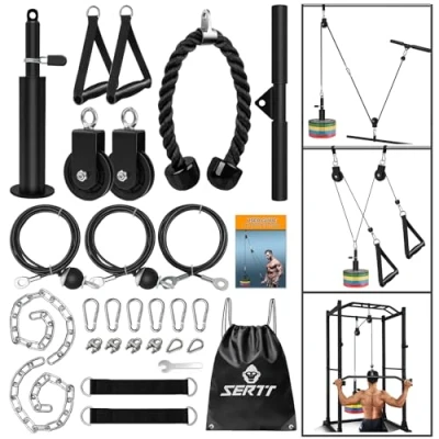 Immagine di SERTT Palestra del Sistema di Puleggia Cavo Peso, Attacchi per Aggiornati LAT Pull Down, Bicipiti Curl, Tricipiti, Allenamenti le Braccia