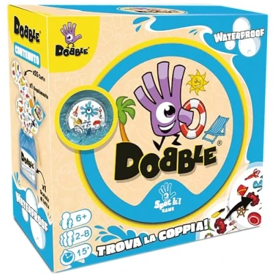 Immagine di Asmodee Dobble: Waterproof, Pack Ecosostenibile Gioco di Carte per Tutta la Famiglia, Resistente all’Acqua, 2 5 Giocatori, 6+ Anni, Edizione in Italiano