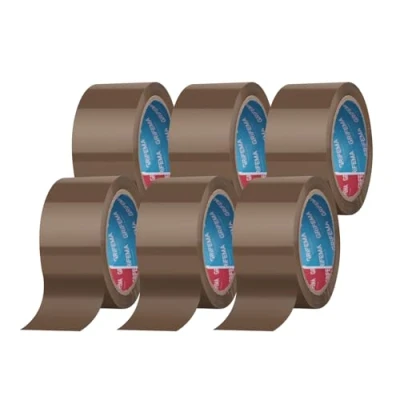 Immagine di GRIFEMA GA4004 6, 6 rotoli di nastro imballaggio silenzioso per scatole cartone spedizioni e traslochi, marrone