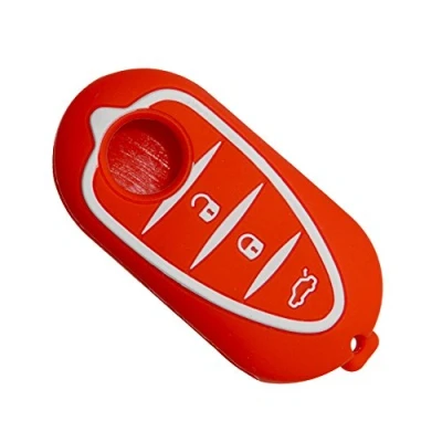 Immagine di Happyit Custodia in silicone per chiave elettronica dell’auto (telecomando a 3 pulsanti), Alfa Myth 159 GTO, Giulietta Romeo 4C GTA m38 Red