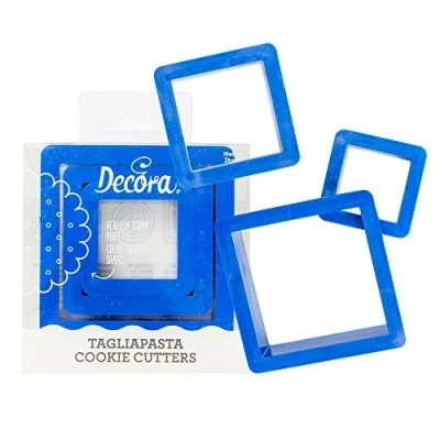 Immagine di Decora 0255304 Set 3 Tagliapasta Quadrato 3,5 5 7 H 2,2 Cm, Plastica, Rosa
