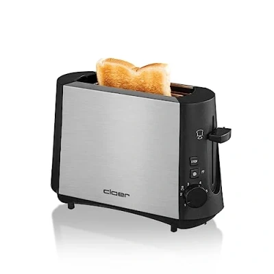Immagine di Cloer 3890 Tostapane Single per 1 Fetta, 600 W, funzione di scongelamento, cassetto raccogli briciole, sollevamento, custodia in acciaio inossidabile opaco, isolato termicamente