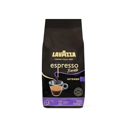 Immagine di Lavazza, Espresso Barista Intenso, Caffè in Grani Tostati a Tamburo, Ideali per Macchine da Espresso, Note Aromatiche di Cacao e Legno, Arabica Robusta, Intensità 9/10, 1 kg