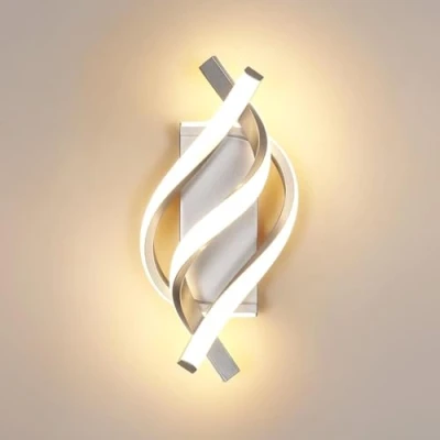 Immagine di Comely Applique LED da Parete Interno 22W 2500LM, Creativo Lampada in Argento, 3000K Luce Bianca Calda Muro Moderna per Scale Soggiorno Camera Letto Studio